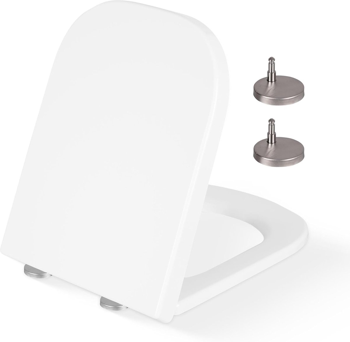 SnelShoppen - CUQOO Soft Close Toilet Seat - Premium Vierkante Toiletbril met Quick Release Bevestiging, Eenvoudige Installatie, Verstelbare Scharnier