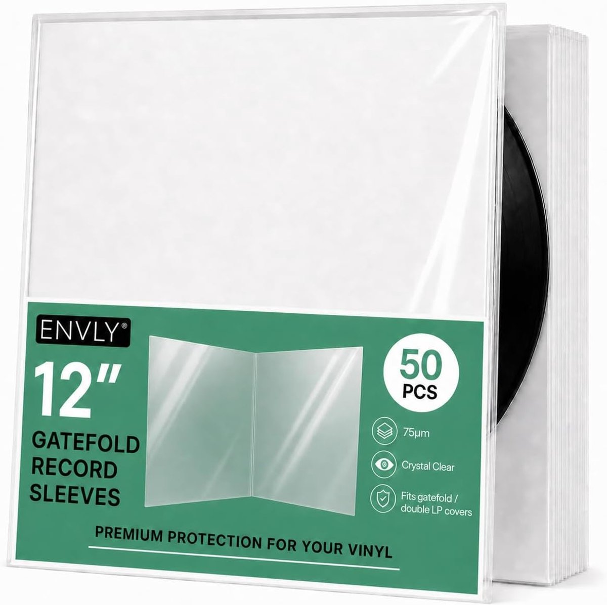 SnelShoppen - Gatefold Record Covers Buitenhoezen 50 Stuks | 12 Inch LP Beschermhoezen | 75µm Transparante Vinyl Mappen voor Dubbele Albums