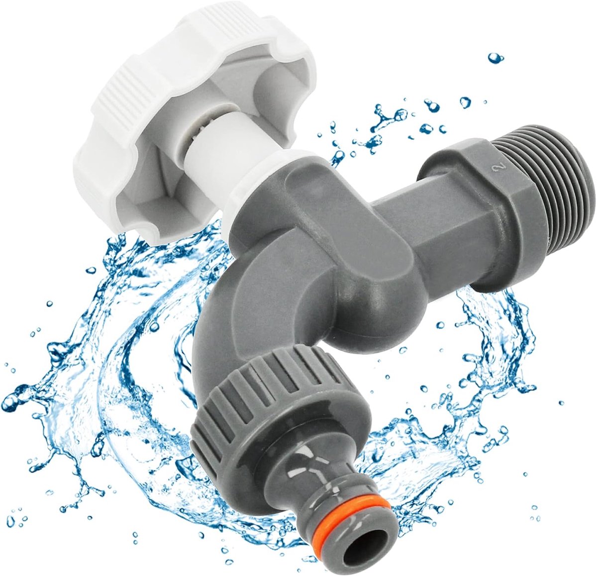 SnelShoppen - Tuinkraan Plastic 1/2" x 3/4" voor Regenwatertank met Aansluitadapter - Duurzame Waterkraan voor Tuin, Camping en Wateropslag