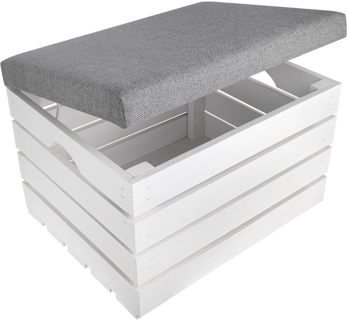 KIRA® Dekenkist - Dekenist Met Zitting - Dekenkist Hout - Grijs - 50cm x 40cm x 35cm