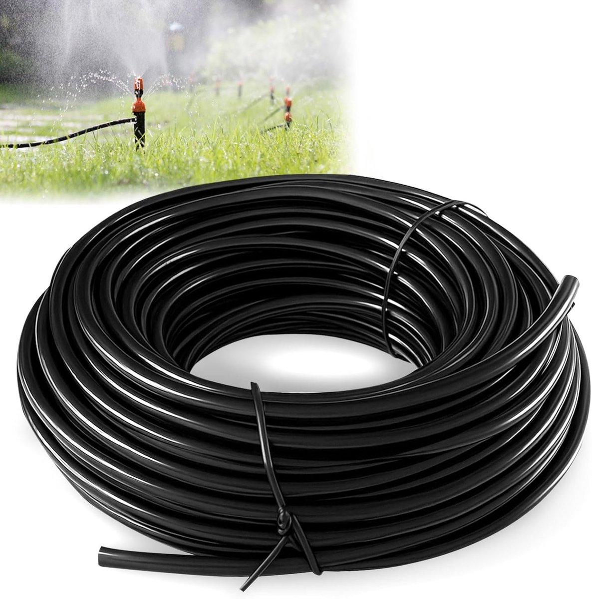 SnelShoppen - Irrigatie Slang Micro Drip Hose 6mm x 4mm - Duurzaam Polyethyleen - 20 Meter - Ondergrondse en Bovengrondse Tuinirrigatie - Zwart