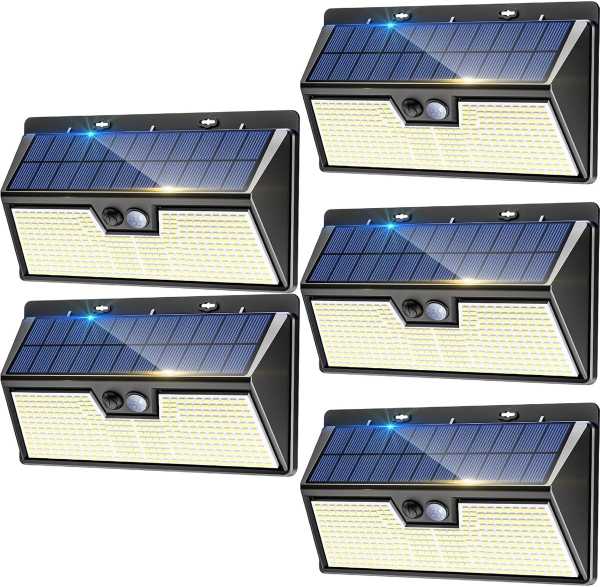 SnelShoppen - 5x Solar Tuinlamp 318 LED Buiten Bewegingssensor 3 Modi Waterdicht Tuinverlichting voor Tuin, Garage, Paden