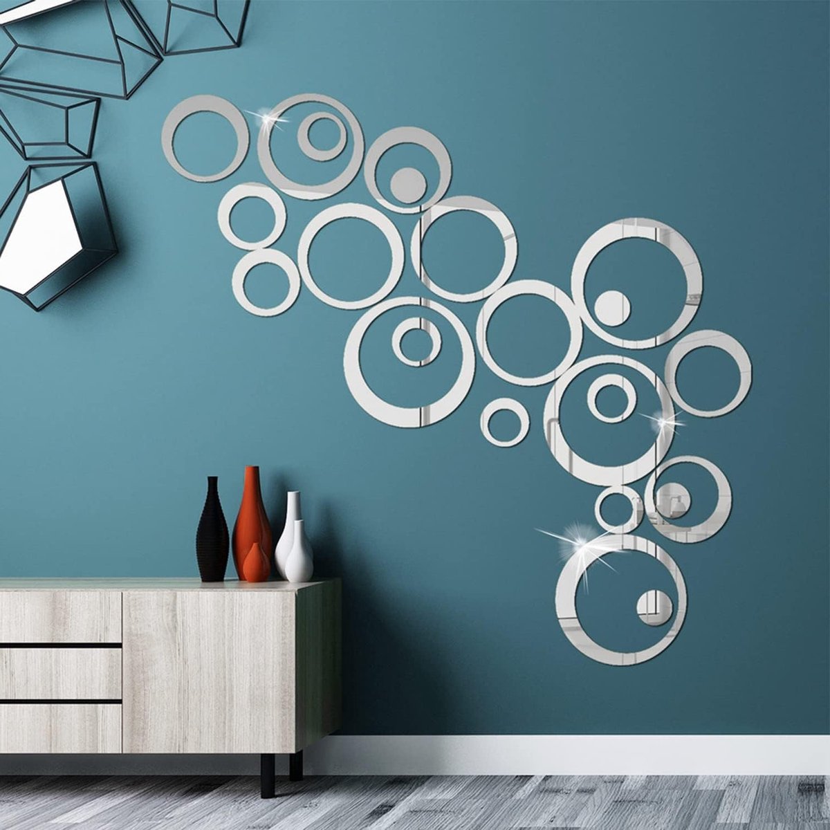 Ronde Spiegel Stickers - 24 Stuks Zelfklevende Acryl Wanddecoratie voor Thuis, Creatieve Interieurdecoratie en Muuraccessoires
