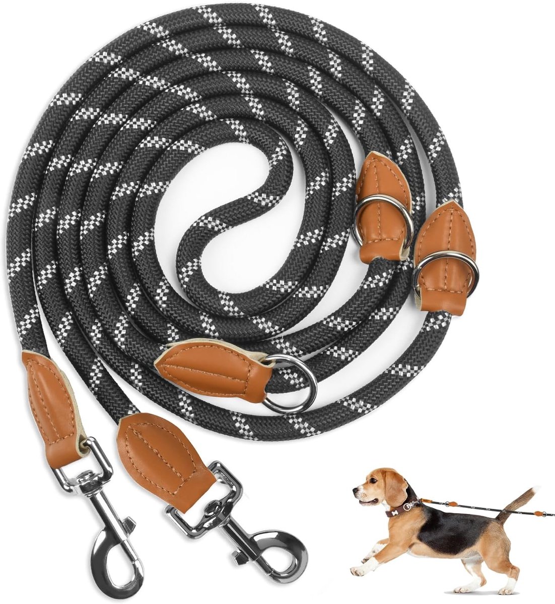 Thijox - Hondenriem 3m Robust Nylon, Reflecterend, Sterke Sleeplijn voor Middelgrote en Grote Honden, Trainingslijn met 2 Karabijnhaken, Ideaal voor W