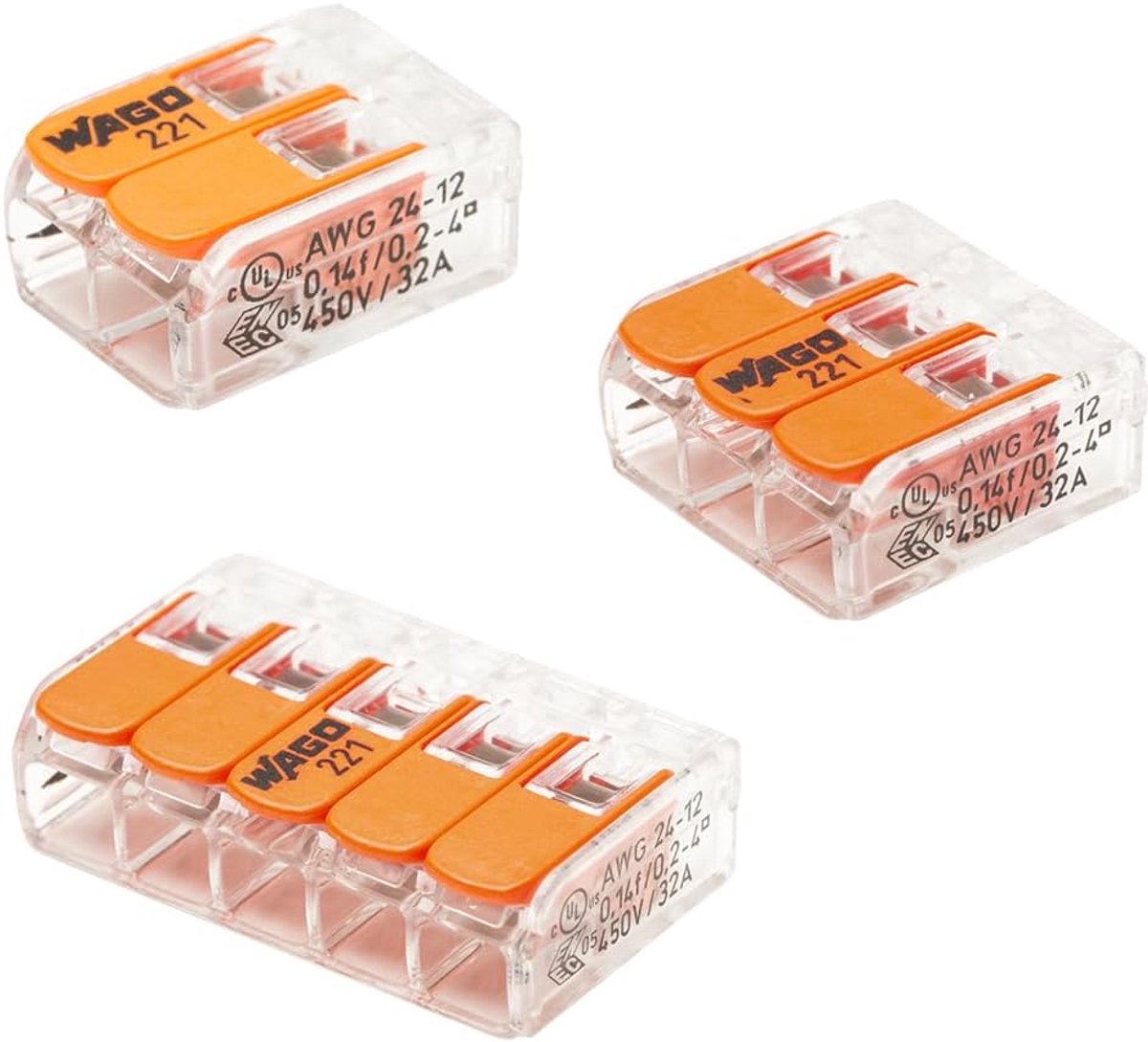 SnelShoppen - WAGO box voor 50 klemmen - 30x2, 15x3 en 5x5 aansluitingen - Kleurige verbindingsdoos voor eenvoudige en complexe installaties