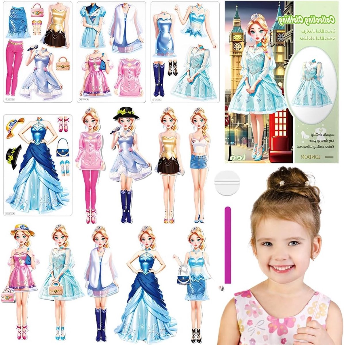 Magnetisch Kledingpop Spel met Outfitset, Creatieve Speelgoed voor Kinderen, Draagbare Kledingpop voor Meisjes, Magnetisch Speelgoed voor Verbeelding en Rollenspel