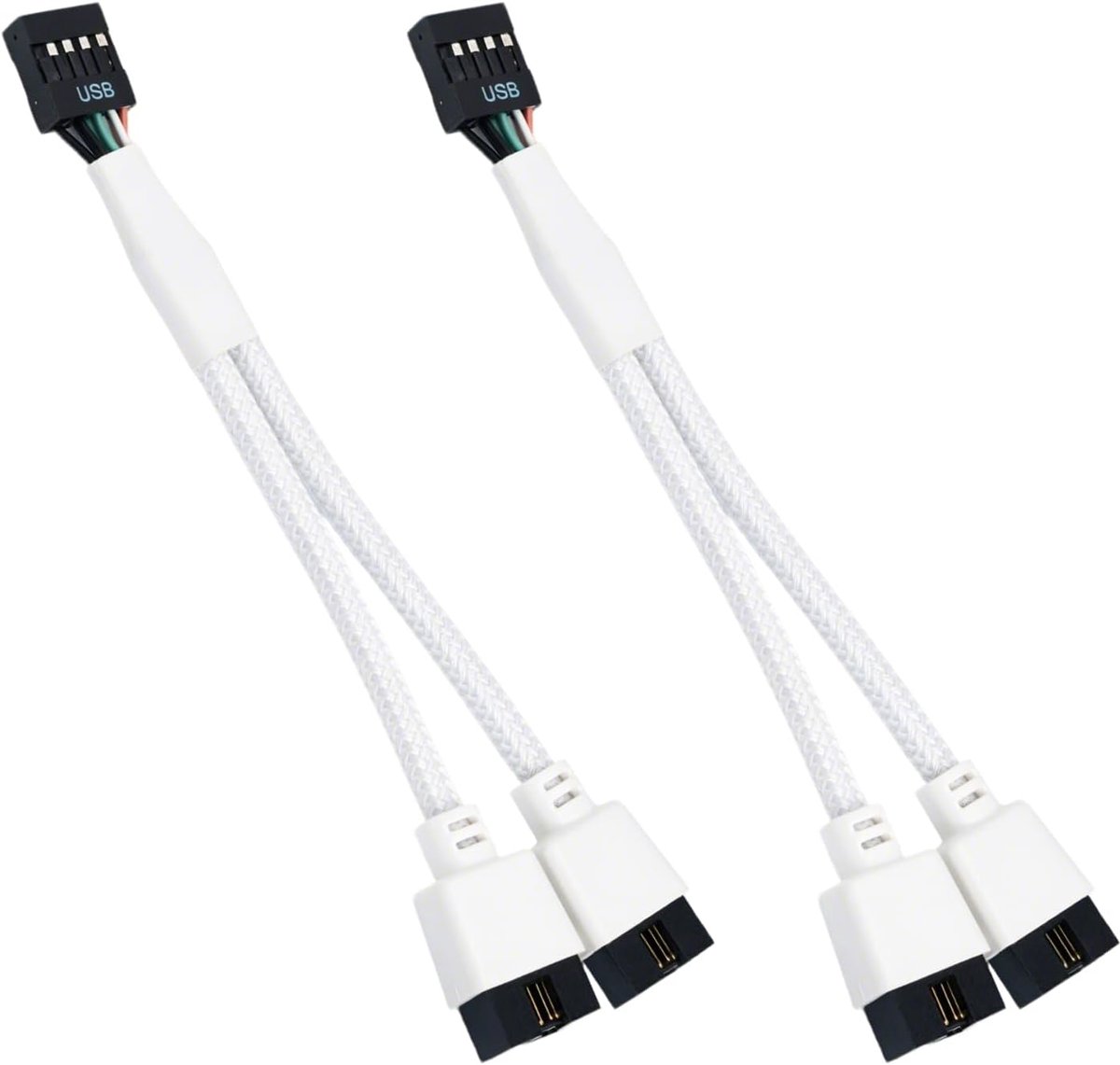 SnelShoppen - 2pcs USB 2.0 Splitter 9 Pin voor Moederbord - USB Header Splitter Extensie Kabel 15cm voor PC - Ideaal voor RGB Controllers, Waterkoelin