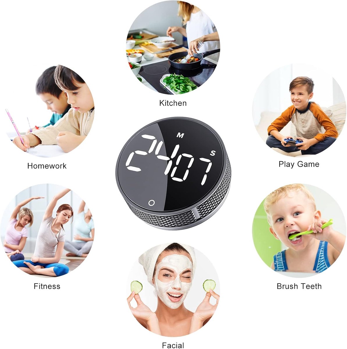 SnelShoppen - Digitale Keuken Timer met Groot LED Display - Magnetische Countdown Timer voor Koken, Fitness, Studeren, Onderwijs - Eenvoudig voor Kind