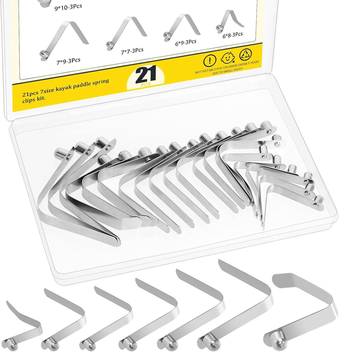Thijox - 21 Stuks Drukknop Veerclips voor Tentstangen, Roestvrij Stalen Kajak Peddel Clips, Buisvergrendelingspeld - Ideaal voor Camping, Buitenactivi