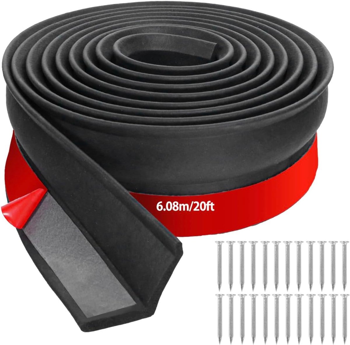 SnelShoppen - Garage Deur Seal 6M Universele Sealing Strip voor Garagedeuren - Rubber Sealing Strip met Spijkers - Weerbestendig en Isolerend
