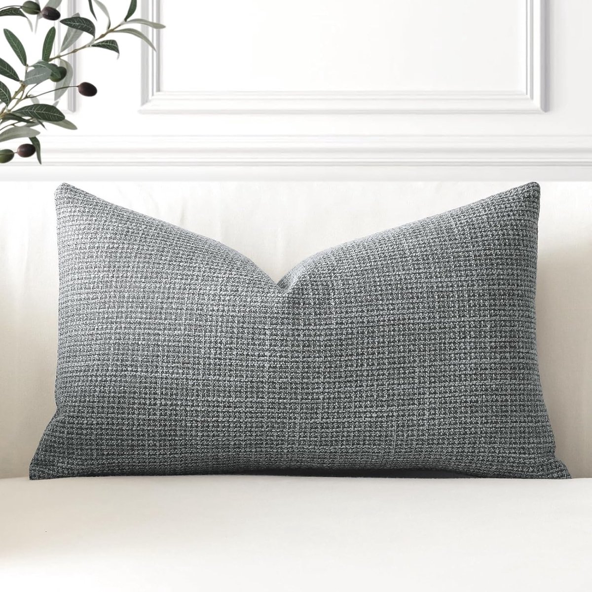 Sierkussenhoes - Effen Linnen 1-delige set - Voor bank en slaapkamer - Donkergrijs 40x60 cm