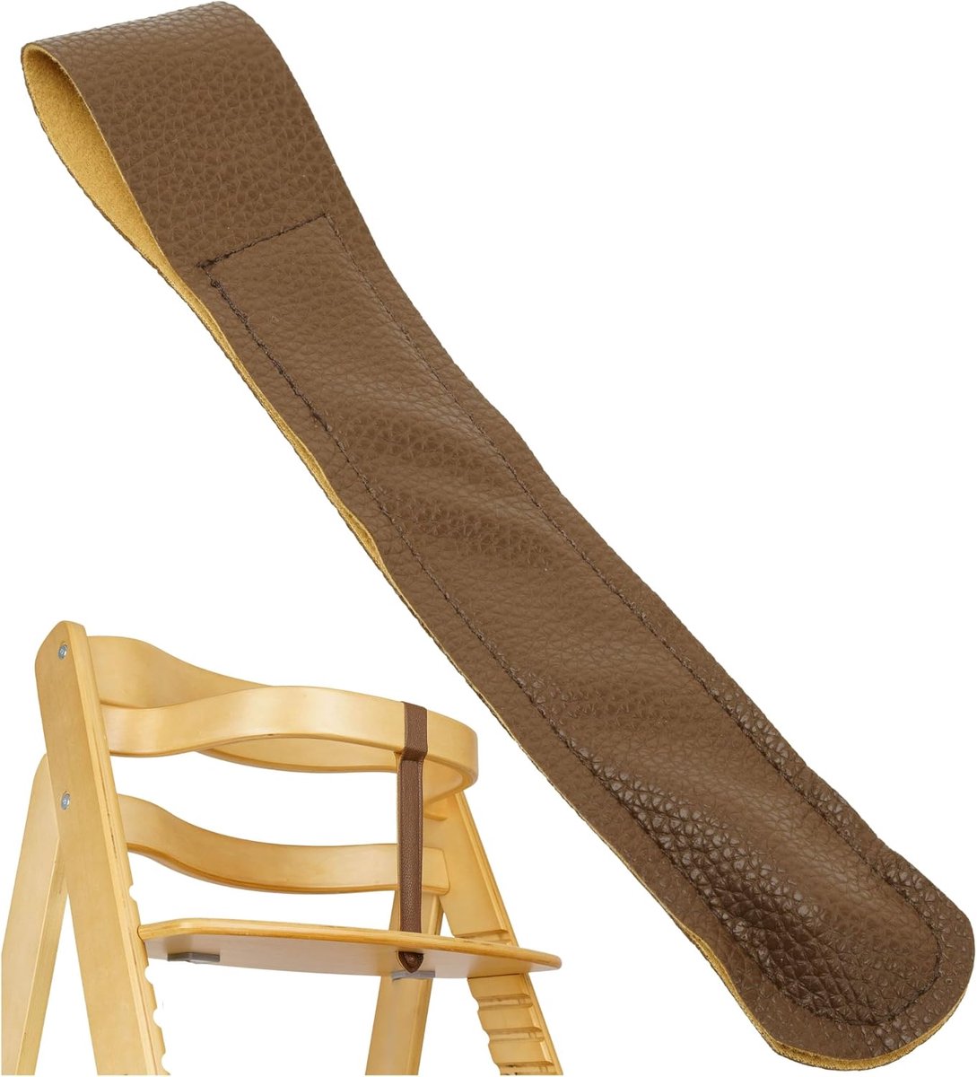 SnelShoppen - High Chair Cross Belt - Bruin PU Leer Veiligheidsriem voor Kinderstoelen - Compatibel met Diverse Modellen - Veiligheidsgordel voor Kind
