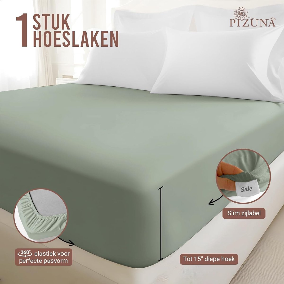 SnelShoppen - Fitted Sheet 120x200 cm Sea Foam - 100% Katoen - 400 Draadcount - Zacht en Ademend - Geschikt voor Matrassen tot 40 cm - Ideaal voor Sla
