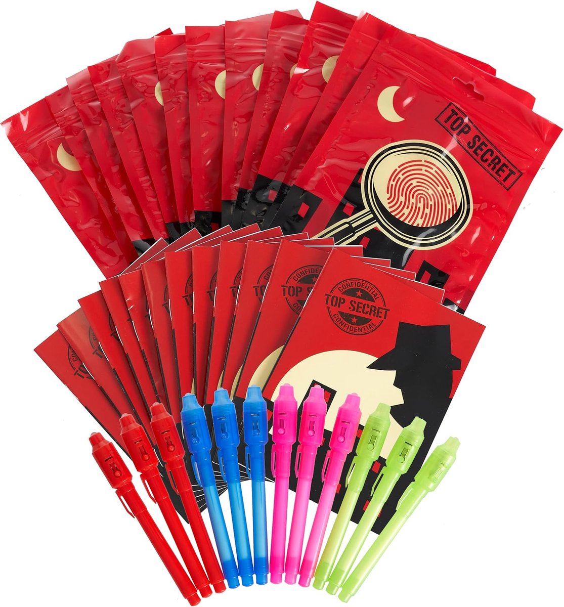 SnelShoppen - 12 Kleine Notebooks en 12 Onzichtbare Inktpennen met UV Lampen - Creatieve Set voor Kinderen, Feestjes, Verjaardagen, Cadeautjes en Hand
