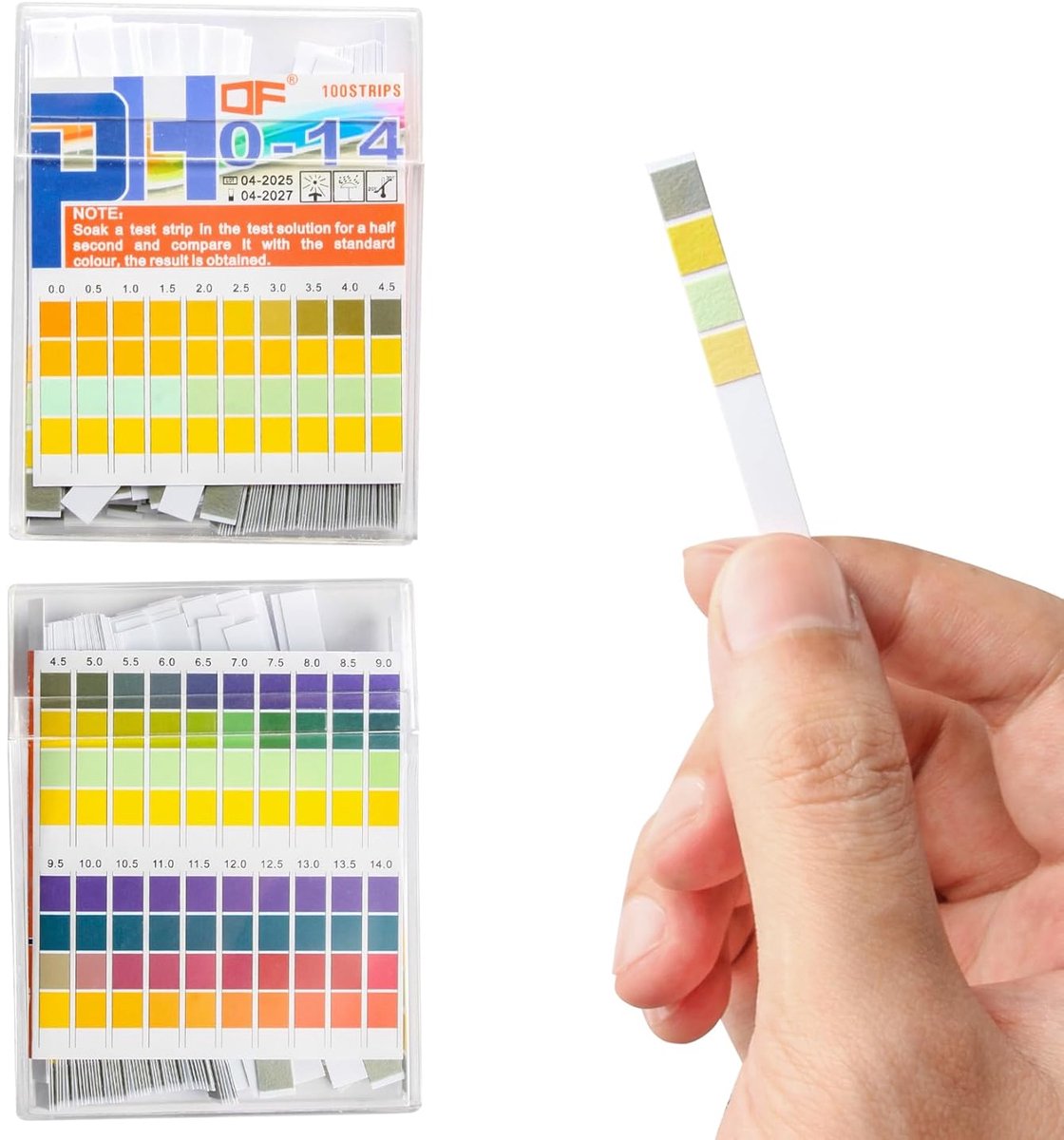 SnelShoppen - Pack van 100 pH Test Strips, 0-14 pH Waarde, Acid Base Test Strips, Indicator Papier voor Water, Zwembad, Laboratoria, Aquaria, School e