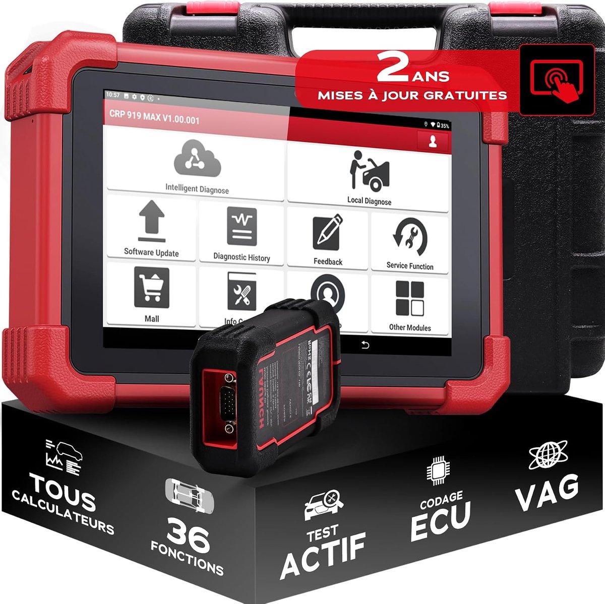 SnelShoppen - OBD2 Diagnosetool voor Auto's, Auto Diagnoseapparaat met OE Niveau, 31+ Resetfuncties, Actieve Tester, ECU Codering, DPF, EPB, BMS Onder