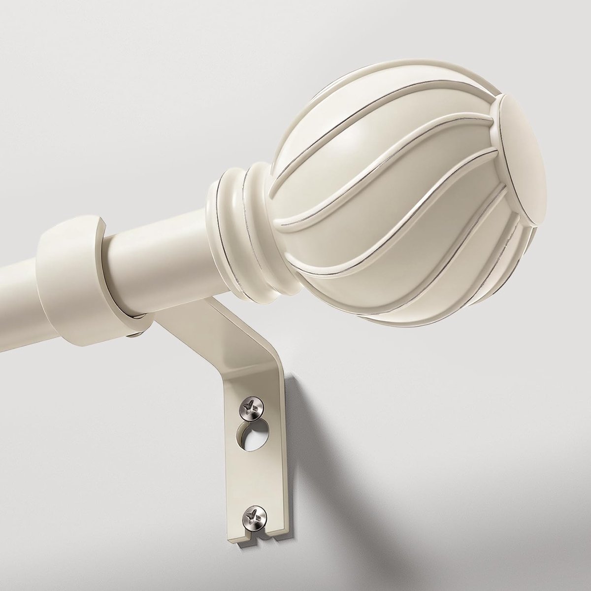 SnelShoppen - Decoratieve Gordijnroede Wit, Uittrekbaar van 80 - 292 cm, Vintage Stijl, 22 mm Metaal, Ideaal voor Woonkamer, Slaapkamer, Keuken