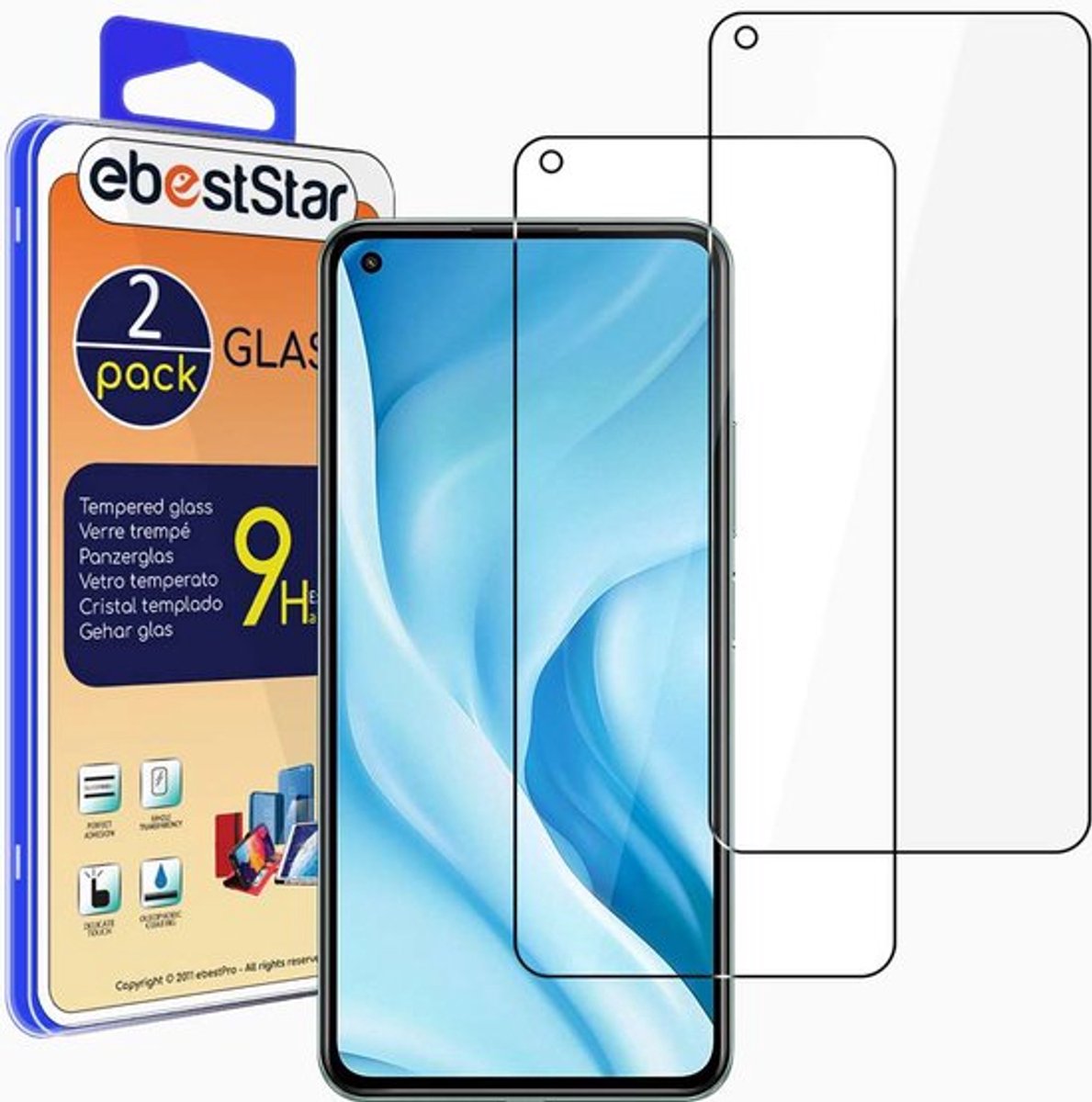 ebestStar - {2 Stuks} Gehard glas geschikt voor Xiaomi Mi 11 Lite, Mi 11 Lite 5G, NE, Screen Protector Cover, Schermbeschermer Tempered Glass
