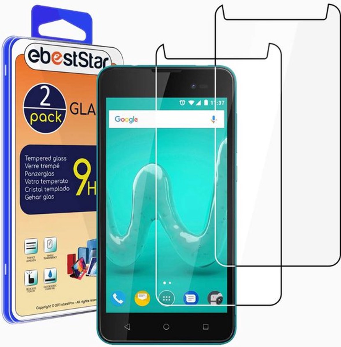 ebestStar - {2 Stuks} Gehard glas geschikt voor Wiko Sunny 2 Plus, Screen Protector Cover, Schermbeschermer Tempered Glass