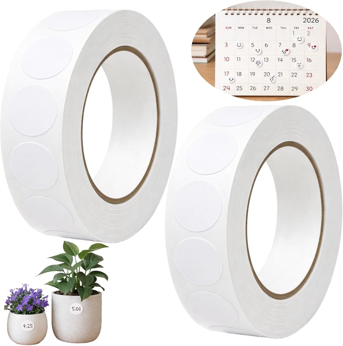 SnelShoppen - 2000 Stuks Witte Ronde Stickers 13mm - Papieren Plakstickers Waterdicht en Schrijfbaar voor Organiseren, Markeren, Kantoor en Huishouden