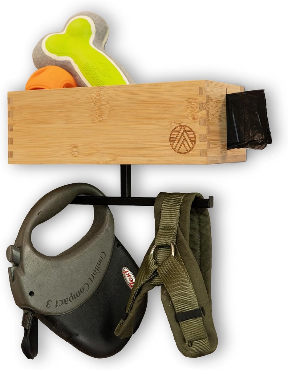 SnelShoppen - VELONT Hondenkast met Plank Gepersonaliseerd - XL Maat - Perfecte Linnen Opbergruimte - Bamboo Hondenstation voor Leashes en Accessoires