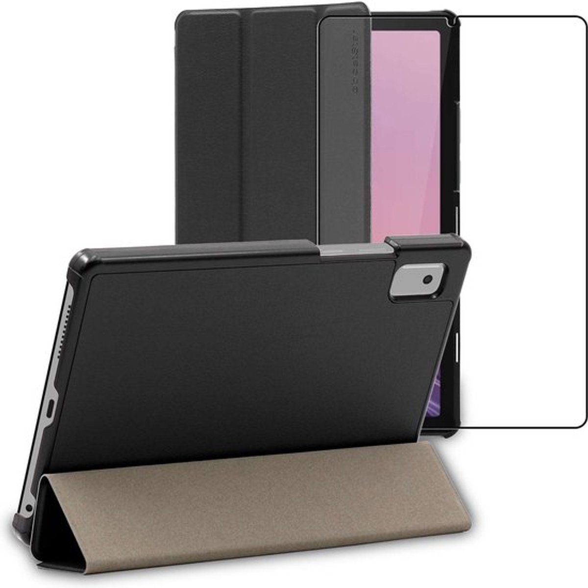 ebestStar - Hoes geschikt voor Lenovo Tab M9, Slanke Design PU Lederen Etui, Automatische Slaap/Wake, SmartCase hoesje, Zwart + Gehard Glas