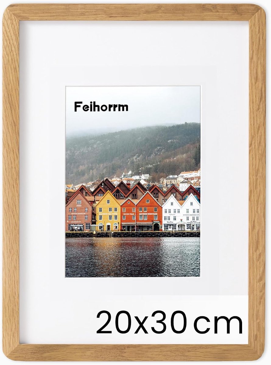 SnelShoppen - Houten Fotolijst 20x30 cm - Eiken Houten Lijst met Veilig Glas voor 12x17 cm Foto's - Vintage Beige - Perfect voor Woonkamer, Slaapkamer