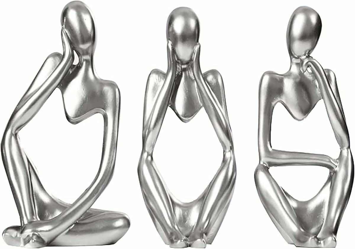 SnelShoppen - 3 Stuks Abstracte Denkbeeldige Beeldhouwwerk Resin Sculptuur Figuren Decoratie voor Woonkamer Boekenkast Slaapkamer Kantoor