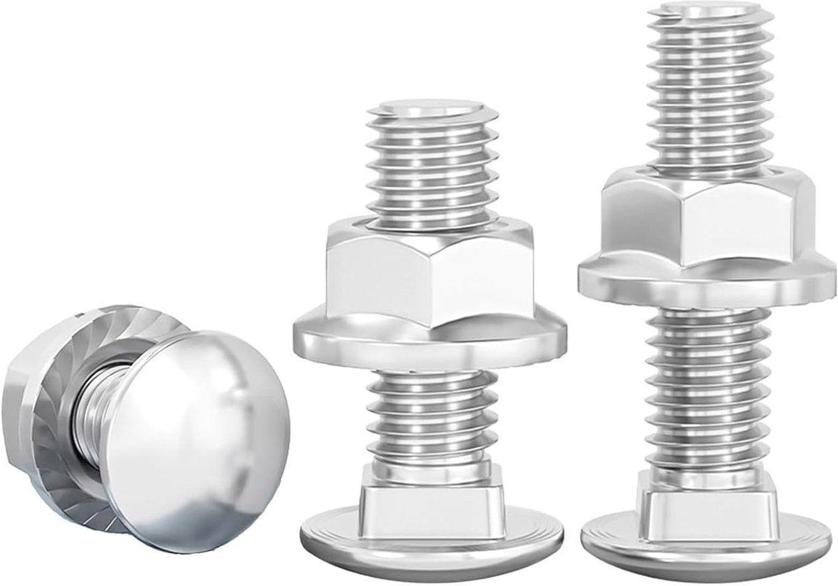 SnelShoppen - 20Pcs M4x40mm Schaalmoeren en Slotbouten, Verzinkt, Carbon Staal, Hex Flensmoer, Volledige Draad, Ideaal voor Binnen en Buiten