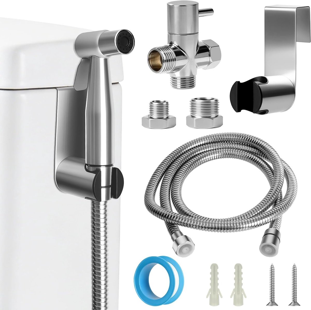 Draagbare Bidet Sprayer Set met RVS Handdouche, Verstelbare Atomizer voor Persoonlijke Hygiëne en Comfort