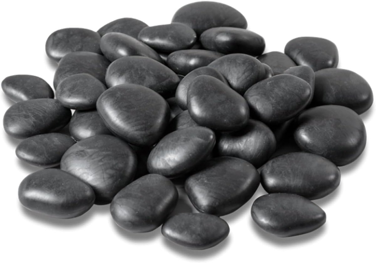 SnelShoppen - Decoratieve stenen in gerecycled plastic voor vazen, schilderen, aquaria, tuin - Ø 2-5 cm | ca. 75 stuks, Zwart