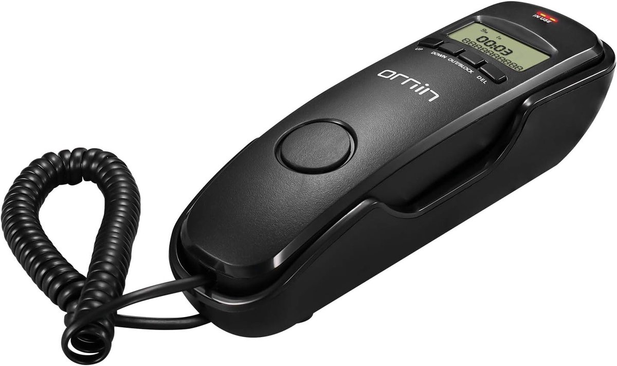 SnelShoppen - Corded Telephone met Caller ID, FSK en DTMF, M1/M2 Snelkiezen, Zwart, Vast en Wandmontage, Ideaal voor Thuis en Kantoor
