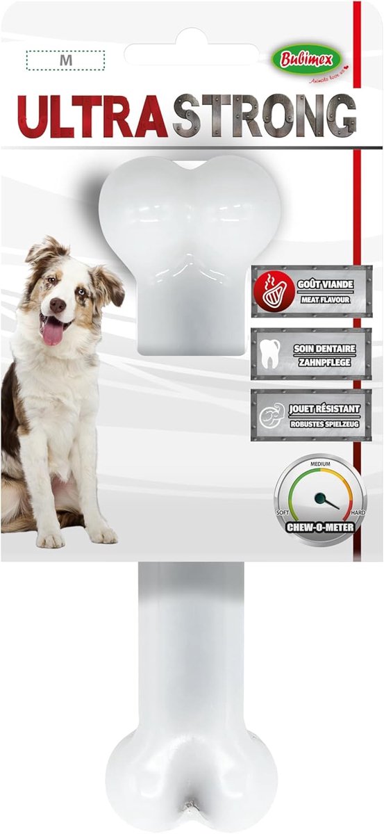 Thijox - Ultra Strong Hondenspeelgoed - Kauwbot Nylon Vleesaroma 15 cm - Zeer Resistenter Kauwspeeltje voor Middelgrote Honden - Bevorder Mondhygiëne