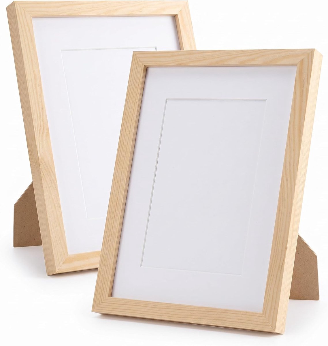 SnelShoppen - 2 stuks houten fotolijst A4 met passe-partout - Zwarte wandlijst en tafellijst voor foto's, posters en kunst - Perfect voor woonkamer, k