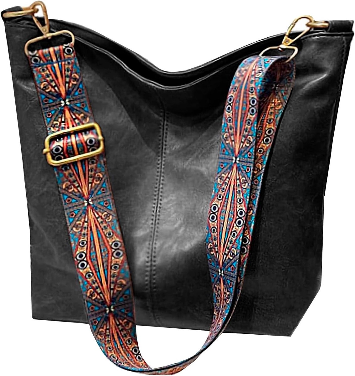 Grote leren schoudertas voor dames, retro crossbody tas met brede schouderband, ideaal voor dagelijks gebruik, kantoor, school en winkelen