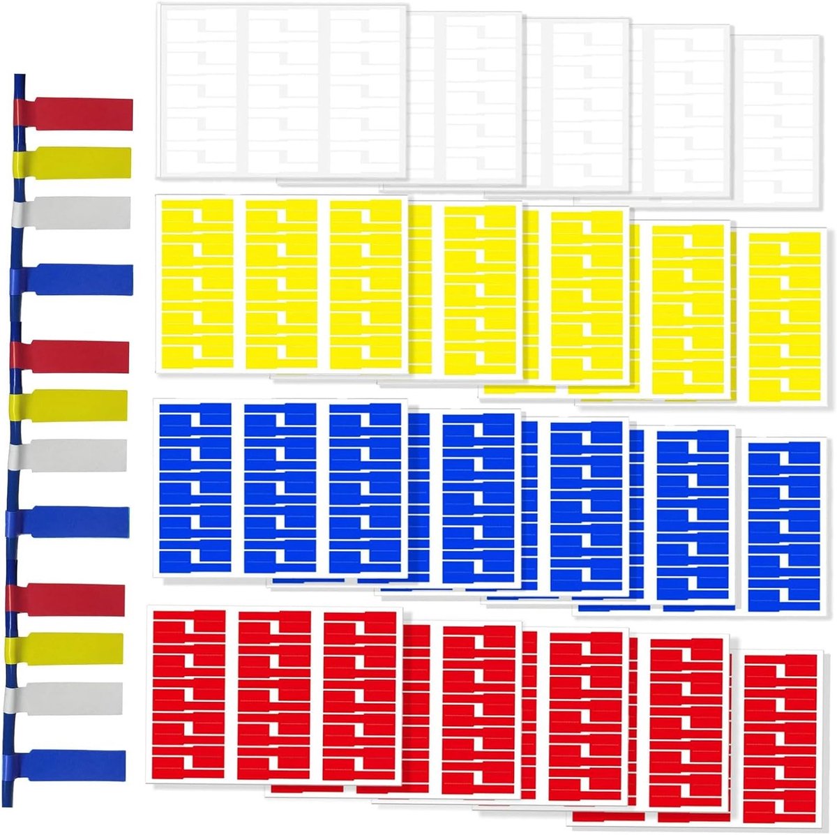 Set van 600 Zelfklevende Kabellabels in 4 Kleuren, Schrijfbaar en Waterdicht voor Kabelbeheer en Organisatie