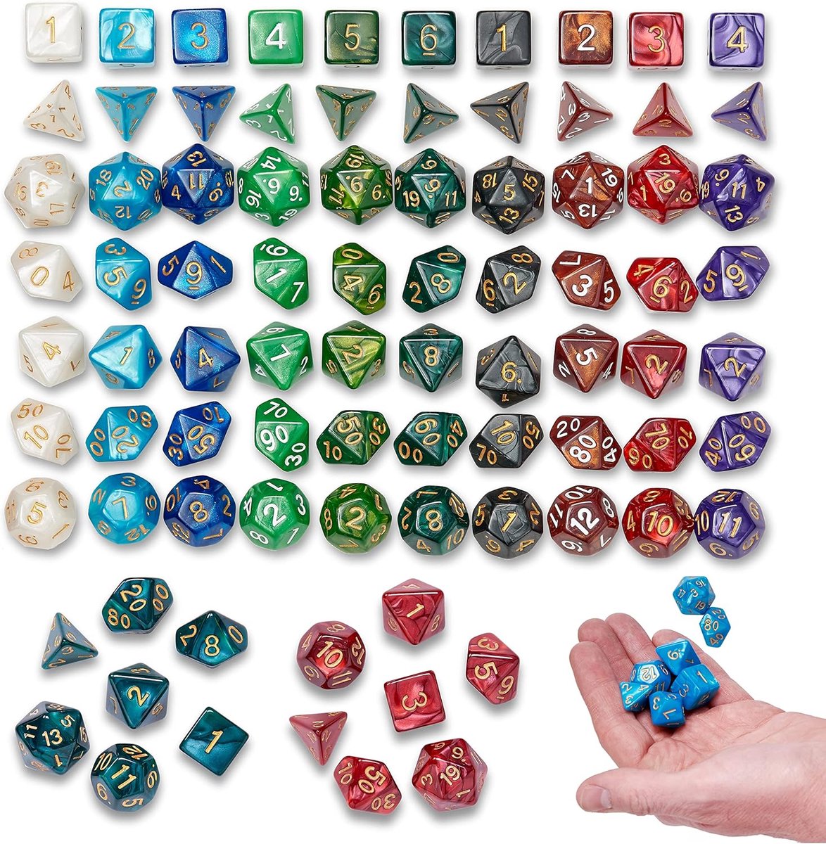 140 Stuks Veelvlakkige Dobbelstenen Set voor Rollenspellen en Bordspellen