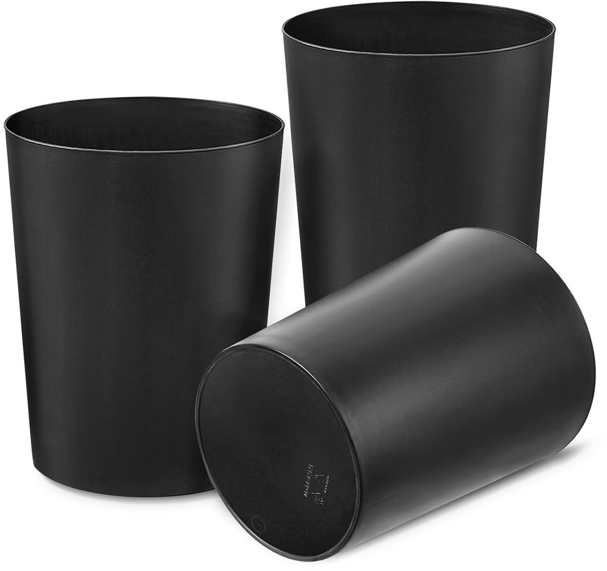 SnelShoppen - 7.2L Set van 3 Afvalbakken - Kleur: Zwart - Duurzaam BPA-vrij Polypropyleen - Ideaal voor Badkamer, Keuken, Kantoor, Slaapkamer, Student
