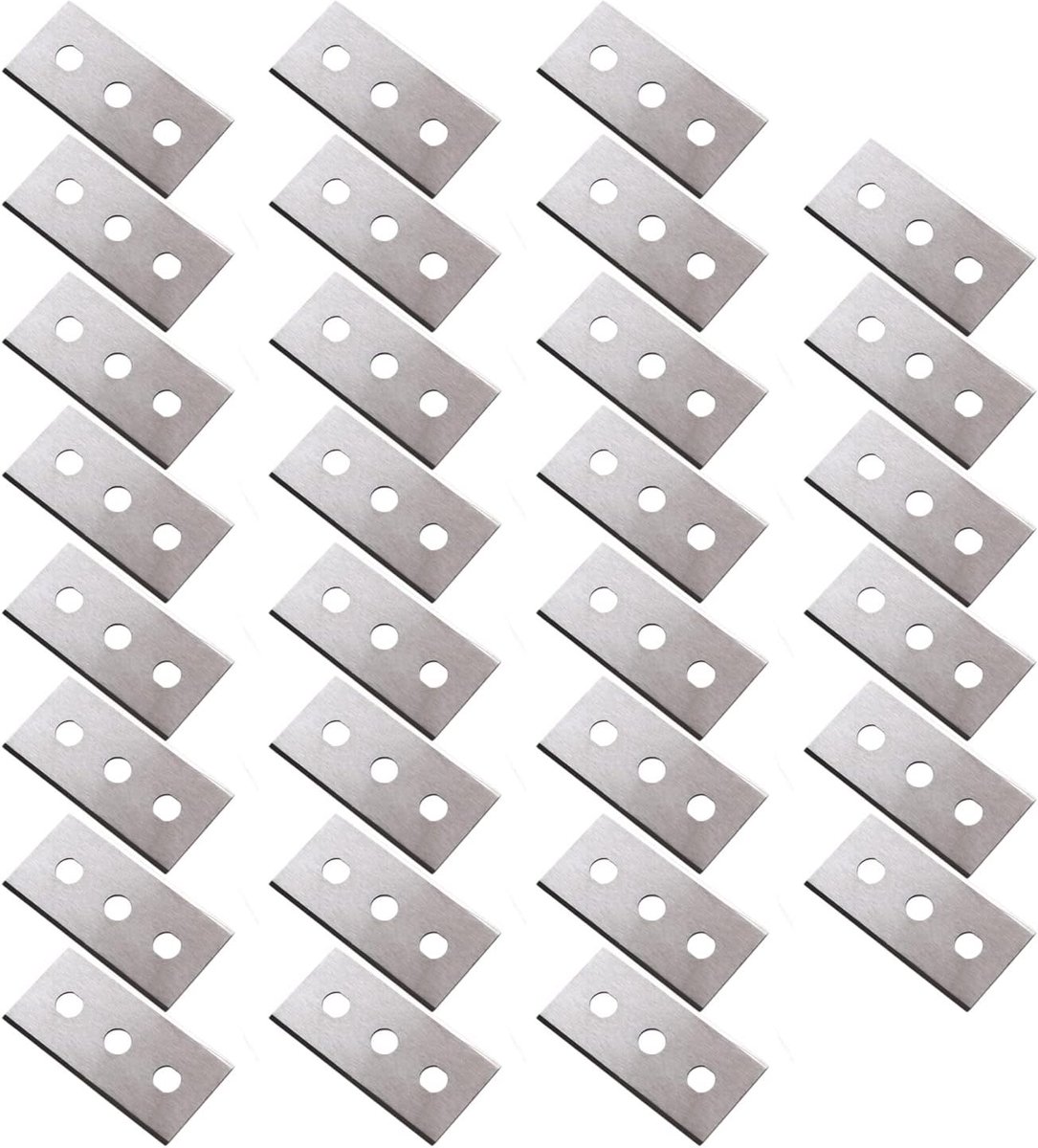 SnelShoppen - 30x Dubbelzijdige Schraper Blades, Vervangbladen met Drie Gaten, Universeel Geschikt voor Glas- en Keramische Kookplaten, 0.2 mm