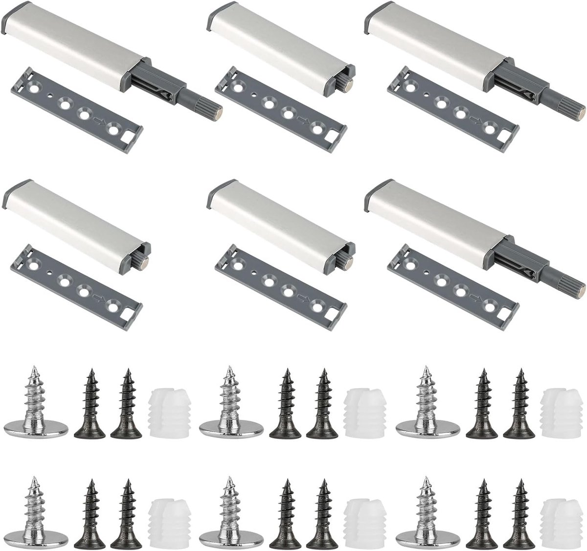 SnelShoppen - 6 Stuks Push To Open Deuropeners, Kastdeurdempers, Automatische Deuropener, RVS Deurdrukkers, Magnetische Sluiters voor Keuken en Meubel