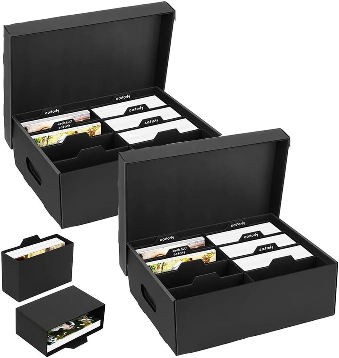 2 Stuks Foto Opbergdozen met Deksel voor 10 x 15 cm Foto's, Ideaal voor Fotoalbums, Knutselprojecten en Stickers