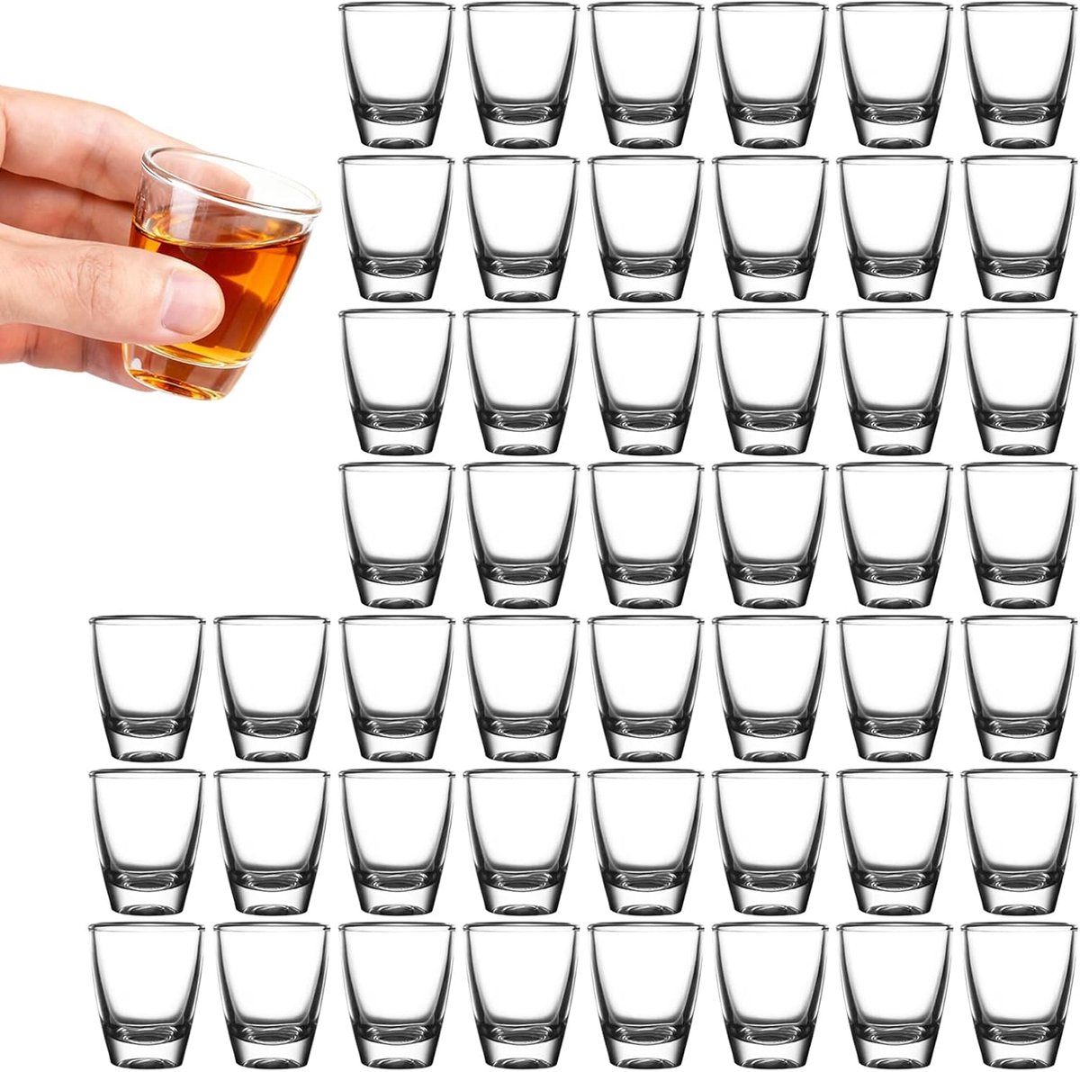 SnelShoppen - 48 Stuks Shotglazen 30ml Eivormige Wijn Glazen, Dikke Bodem, Transparante Drinkbekers voor Feest, Bar, Club en Evenementen