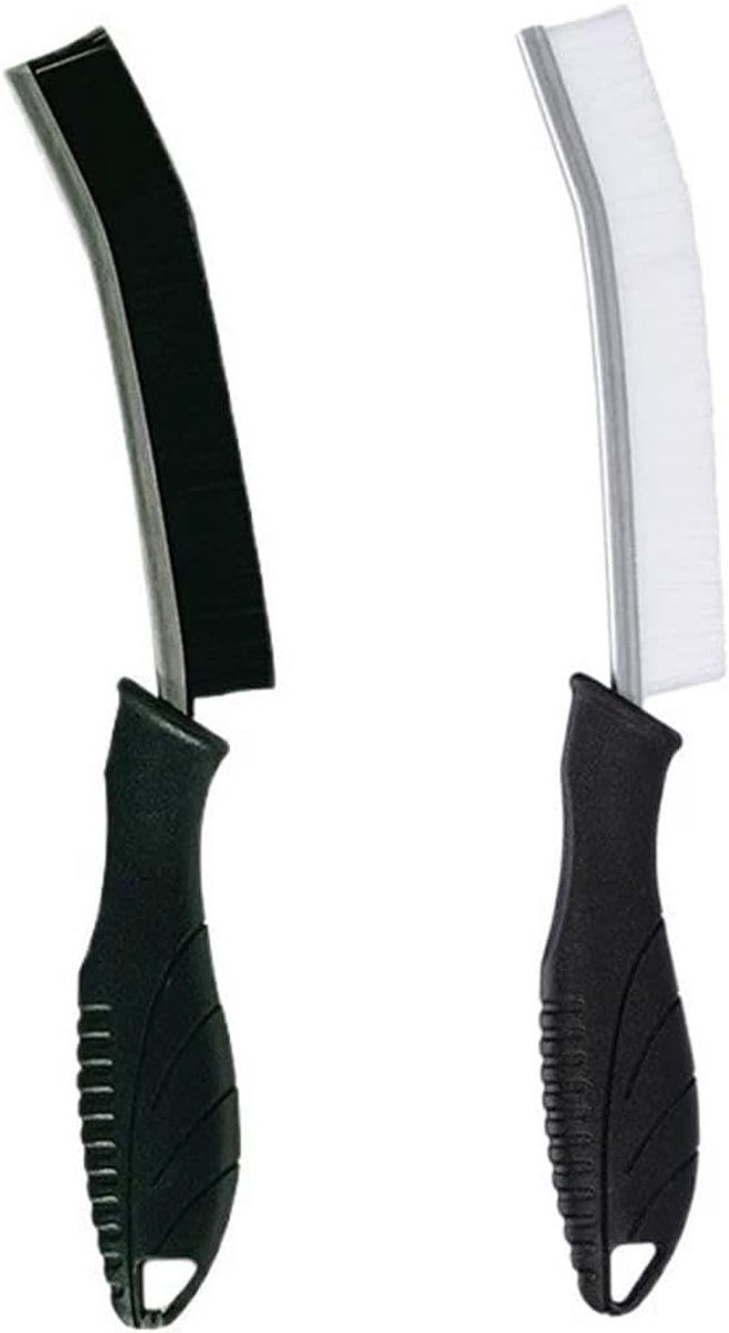 SnelShoppen - Set van 2 Schoonmaakborstels, Grout Brushes voor Badkamer, Keuken, Toilet en Tegels - Ergonomisch, Duurzaam en Flexibel (Zwart + Witte B