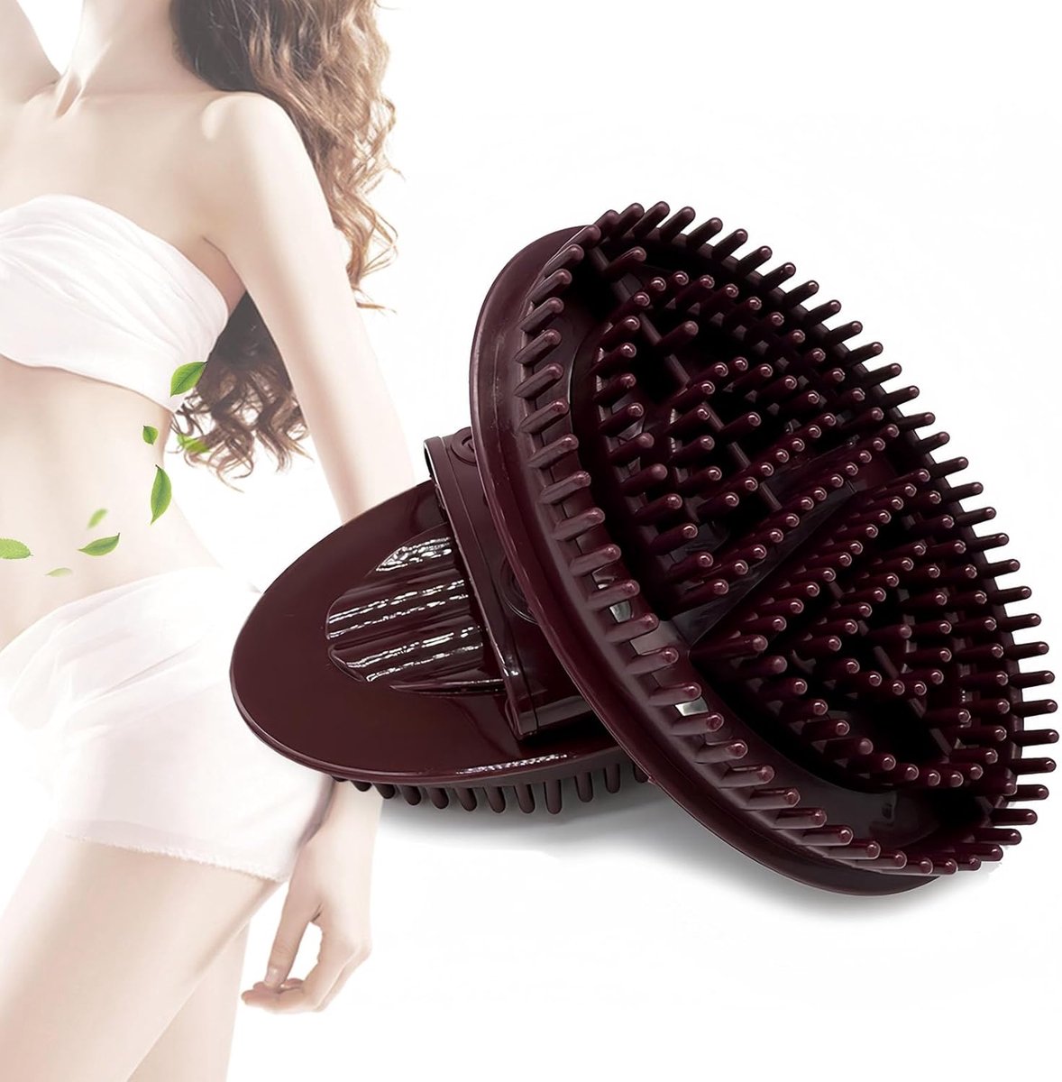 SnelShoppen - Pack of 2 Gua Sha Body Brush, Anti-Cellulite Glove, Massage, Bevorder Bloedcirculatie, Verminder Spanning, Burgundy