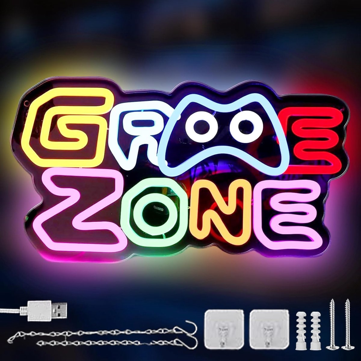 SnelShoppen - Gaming Zone Neon Sign LED Licht voor Wanddecoratie, Kleurvolle USB Neon Verlichting, Perfect voor Game Rooms, Mannen Cave en Cadeaus voo
