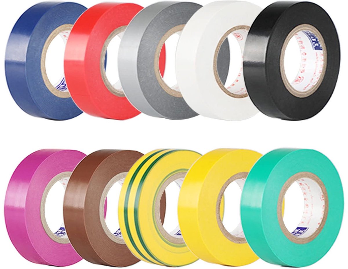 10 Stuks Kleurrijke Plakband - 10m Isolatieband, 15mm Creatieve Plakband voor Handwerk en DIY Projecten