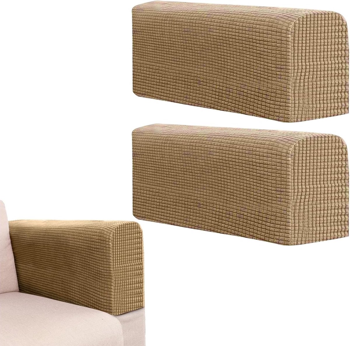 Armleuninghoezen voor bank - 2 stuks anti-slip stretch armbeschermers - Dikke pluche hoezen voor fauteuil en bankstel, ideaal voor bescherming en comfort