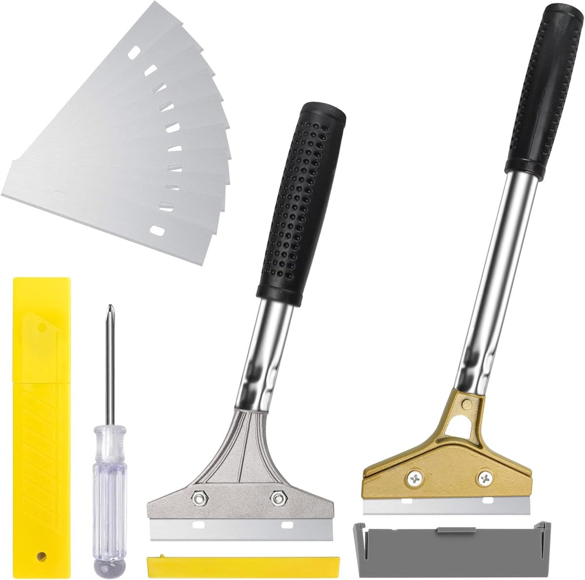 SnelShoppen - 2-delige behangafbreekset met 10 vervangbare aluminium messen, 30 cm en 23 cm handgrepen, ideaal voor het verwijderen van behang, verf e