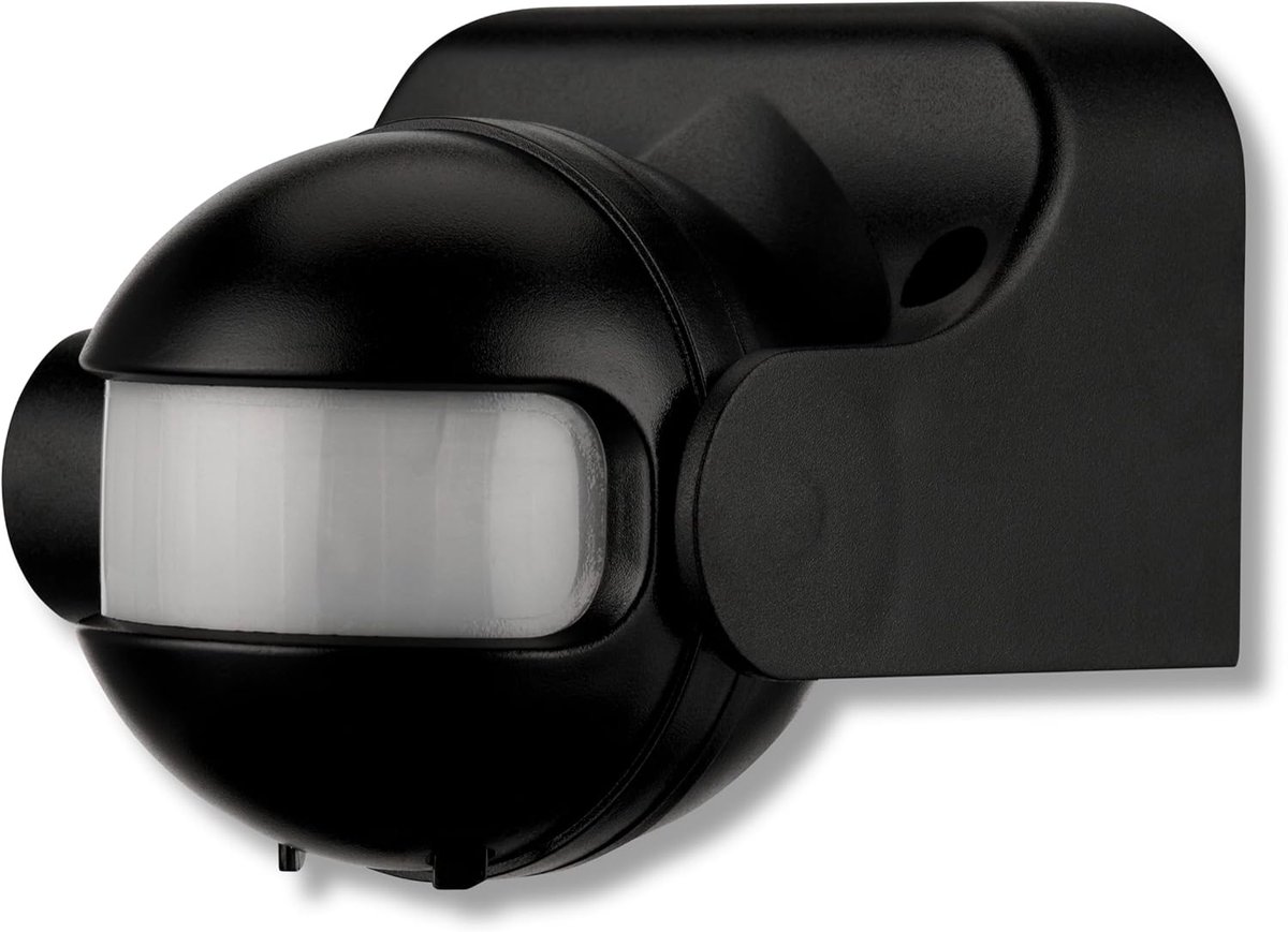 SnelShoppen - PIR Bewegingssensor 180°/12m, Twilight Regeling, 1200W, Zwart, Voor Buiten, Tuin, Veiligheid, Verlichting
