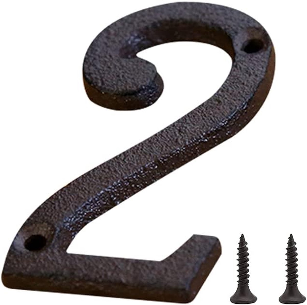 SnelShoppen - Retro Huisnummer 2 - Gietijzeren Adresnummer - Kleine Metalen Cijfers voor Thuis, Straat, Mailbox, Tuin, Fence - Stijlvol en Duurzaam